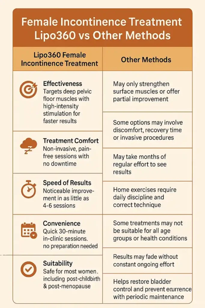 Comprehensive Guide To Female Incontinence Treatment Options 1 Table showing benefits of incontinence treatment Billingshurst