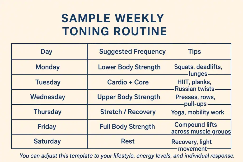 Achieving the Perfect Tone: How Often Should You Exercise for Results? 4 Weekly exercise Billingshurst plan graphic