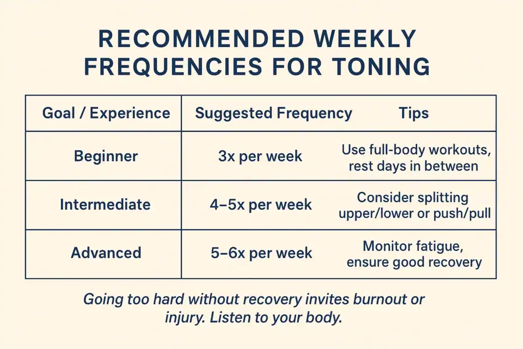 Achieving the Perfect Tone: How Often Should You Exercise for Results? 2 Graphic to show how often you should do exercise to help with toning Billingshurst